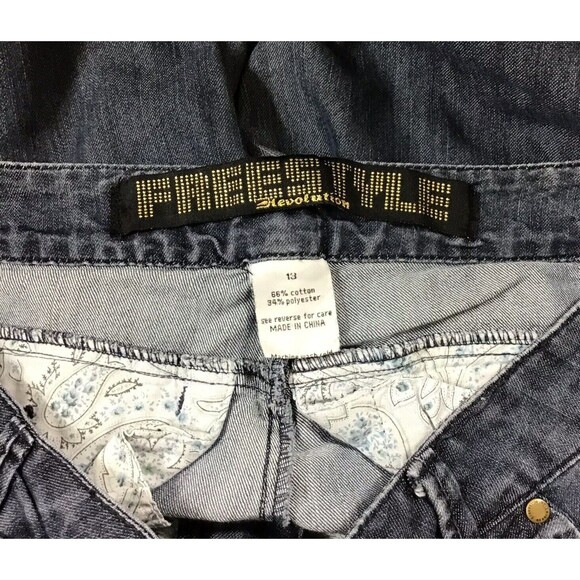 Freestyle Revolution Girls Juniors Size 18 Jeans Blue Denim Flared Mid Rise - Picture 5 of 6